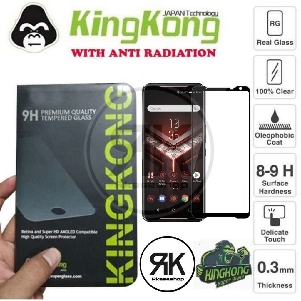 kingkong Tempered glass Full Cover ASUS ROG 2 3 5 5s 6 7 phone anti gores kaca