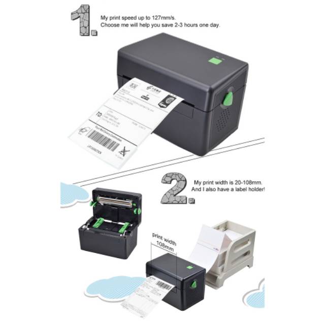 BIAOTOP Printer POS Thermal Receipt Printer 108mm (Resi,Struk dll)