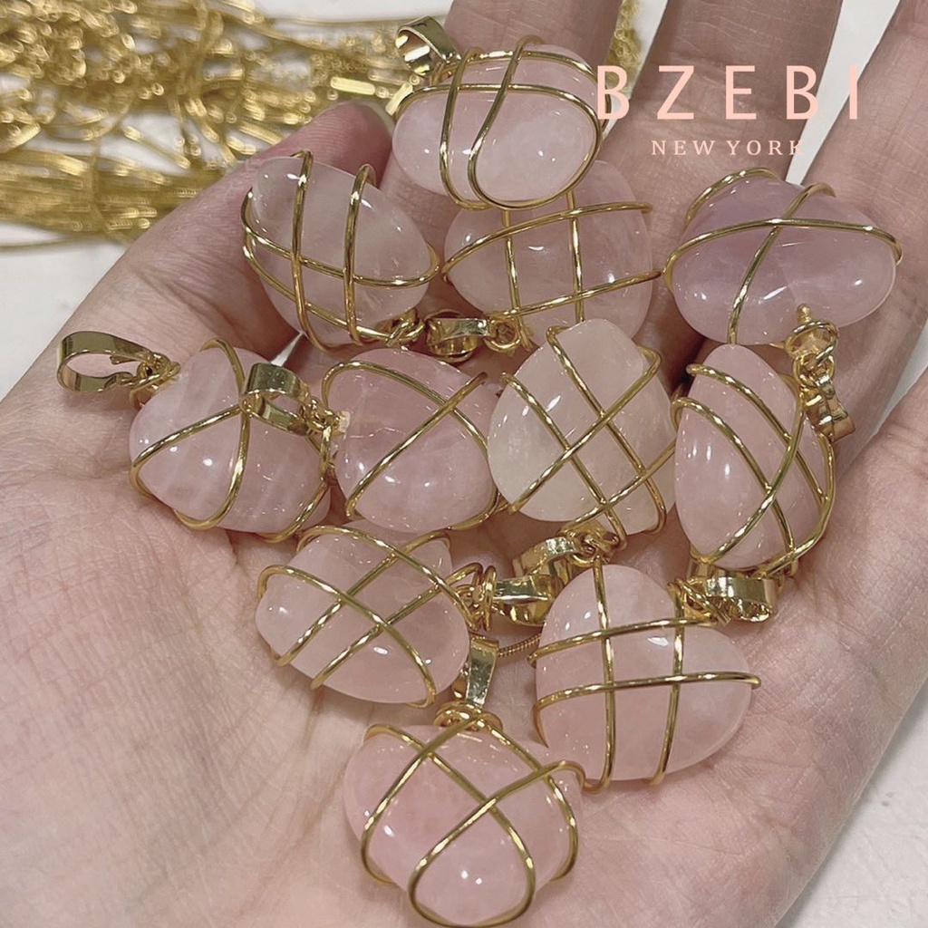 Bzebi Kalung Rantai Barbie Diamond Castle Gold 18k Liontin Batu Opal Kuarsa Rose Handmade Adjustable 950n Untuk Hadiah Ulang Tahun