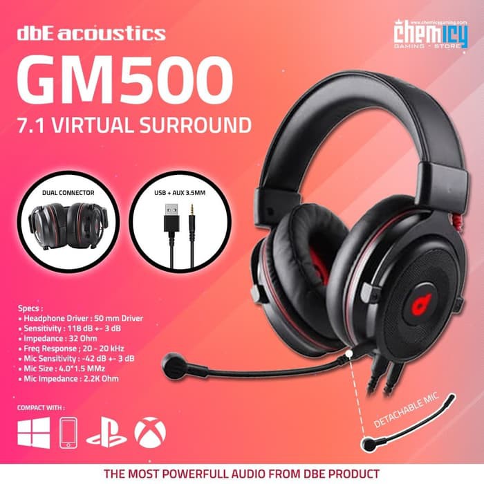 dbE GM500 7.1 Virtual Surround Sound Gaming Headset