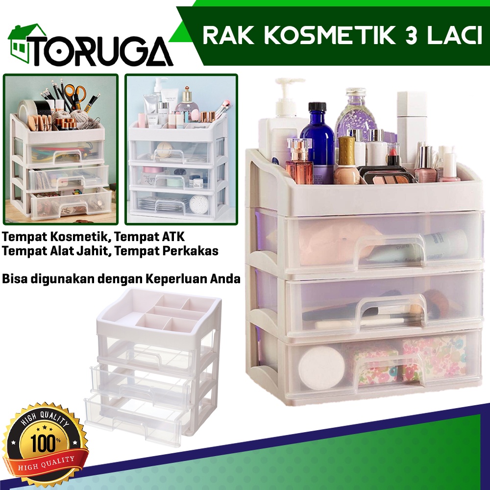 Rak Kosmetik Laci 3 Susun Organizer Multifungsi Laci Susun Bumbu Dapur Rak Make up Mini Storage Box Obat Medicine Portable