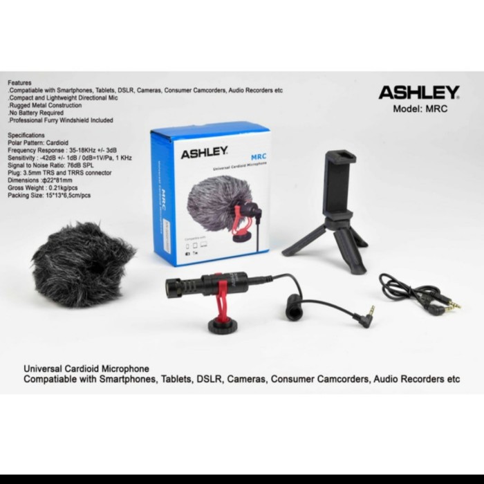 ashley Cardiod Shotgun Microphone Mic For Smartphone Dslr Camera