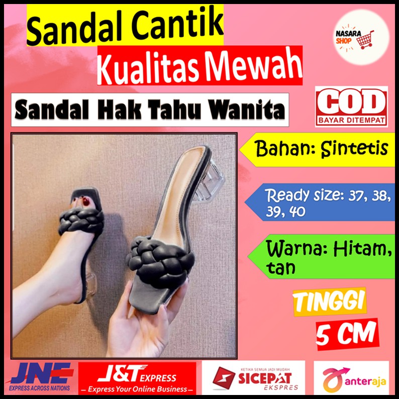 Sandal Pesta Hak Kaca Tahu Heels Jelly Wanita KF06
