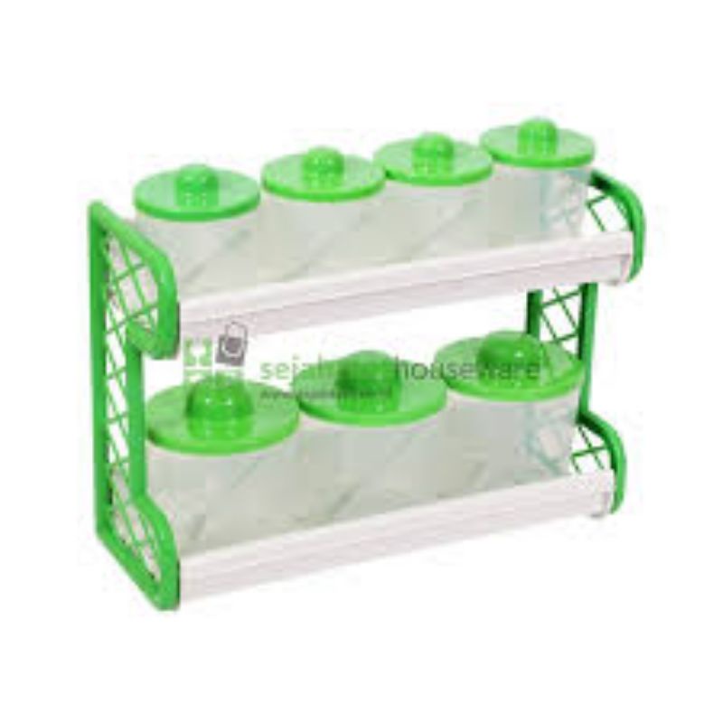 kitchen set GM/ tempat bumbu plastik+sendok kecil+tempat susun 2 tingkat+wadah tutup/ wadah serbagun