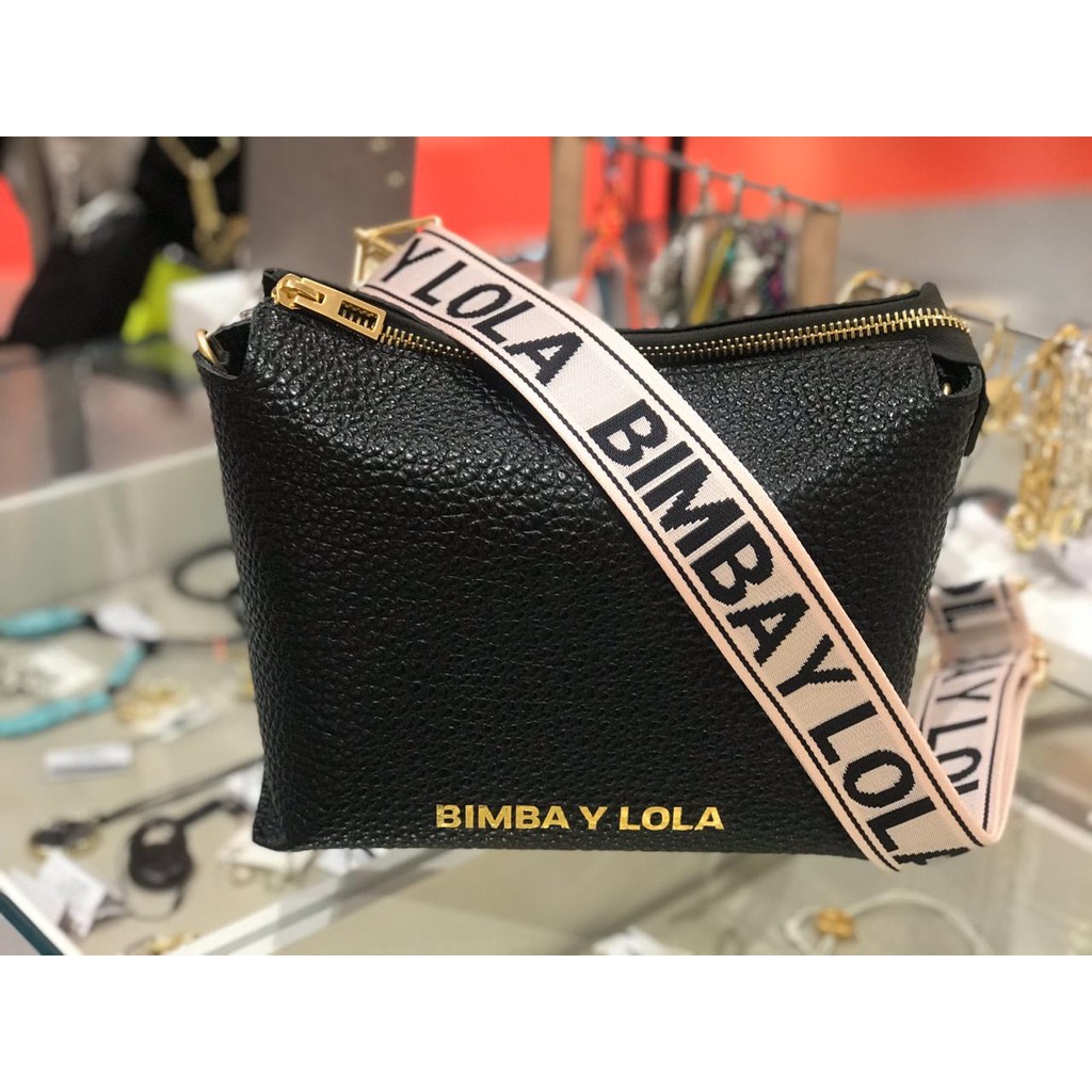 Ready Stock Bimba Y Lola tas selempang crossbody bag authentic leather black kulit strap putih large
