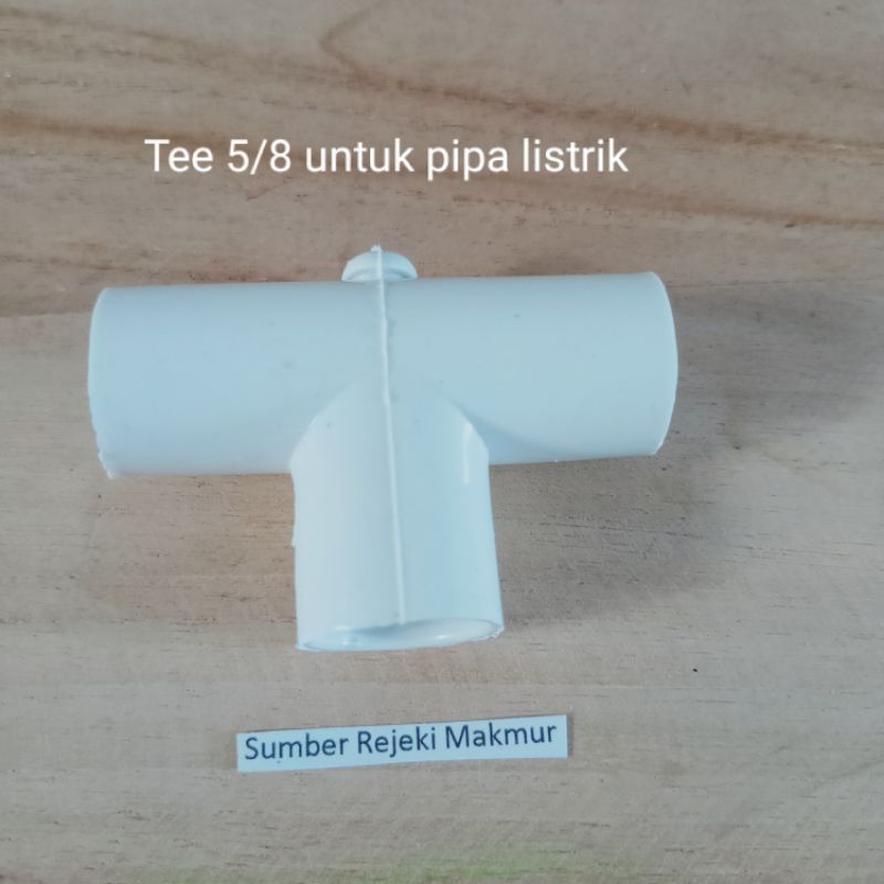 Tee 5/8" putih Ti pipa listrik 5/8 inchi (diameter 17mm)
