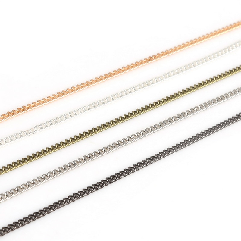 5 meters Rantai Besi Metal Rhodium / Silver / Gold / Gunmetal / Perunggu Panjang 5m Untuk Aksesoris Kalung / Gelang