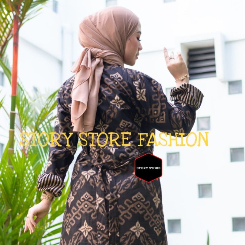 couple gamis kemeja terbaru 2022 zigzag baru hitam