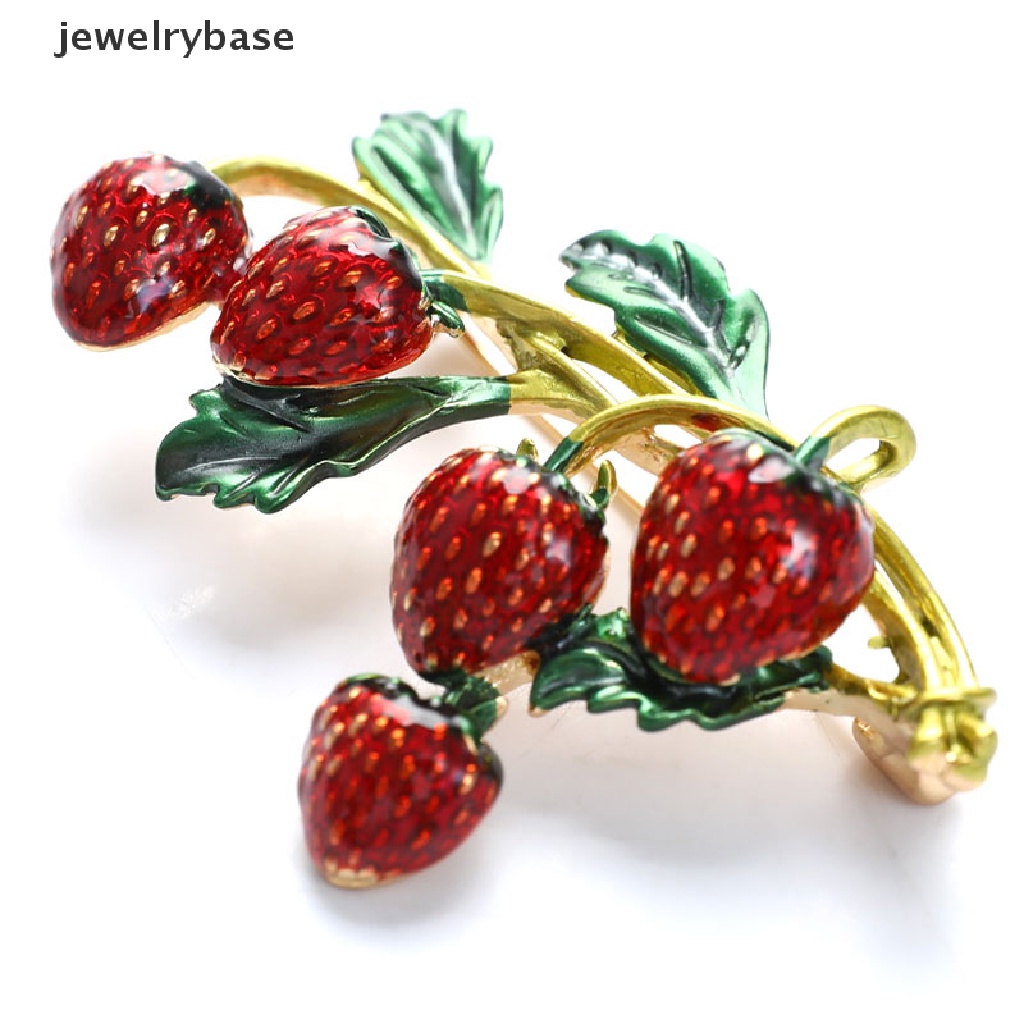 Bros Pin Desain Tanaman Strawberry Warna Merah Untuk Perhiasan