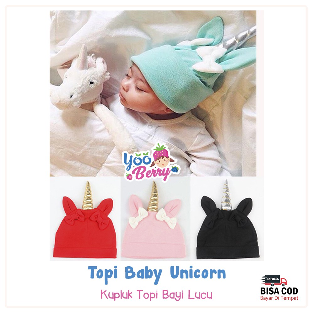 Berry Mart Topi Kupluk Bayi Impor Baby Unicorn Hat Lucu Aksesoris Baju Bayi Berry Mart