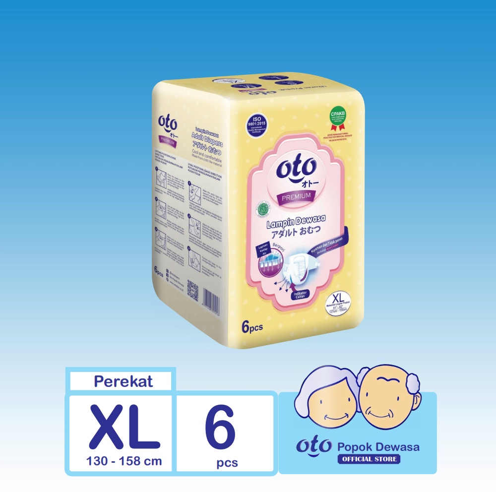 OTO Popok Dewasa PREMIUM ( Daya Serap Lebih Banyak ) Lem Perekat Adult Diapers XL isi 6 pcs