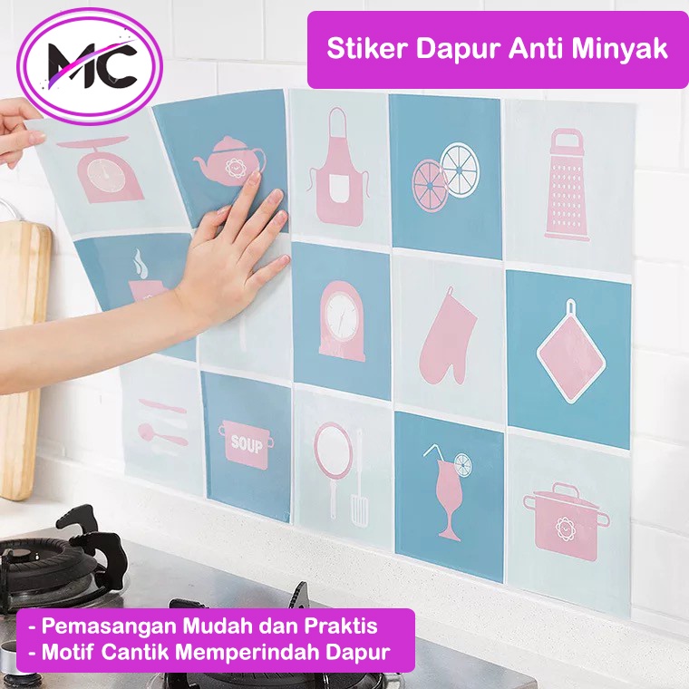 Stiker Dapur Anti Minyak Air Wallpaper Wall Sticker Waterproof Motif Warna Murah Bagus Praktis Aksesoris Rumah