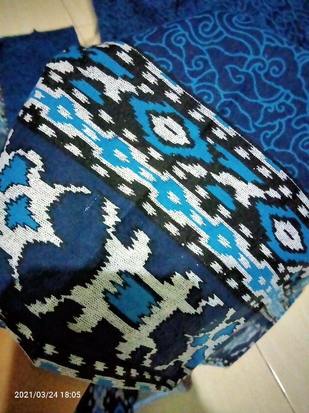 Maura Batik Couple Keluarga - Sania Ruffle Ori Ndoro Jowi Garansi Termurah Shopee - Mega Biru