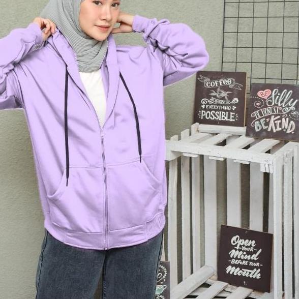 ➥ Jaket Polos Sweater Hoodie Zipper Wanita Pria BIG SIZE XXL LD 130 PJ 70 Hot Item Trend ♣