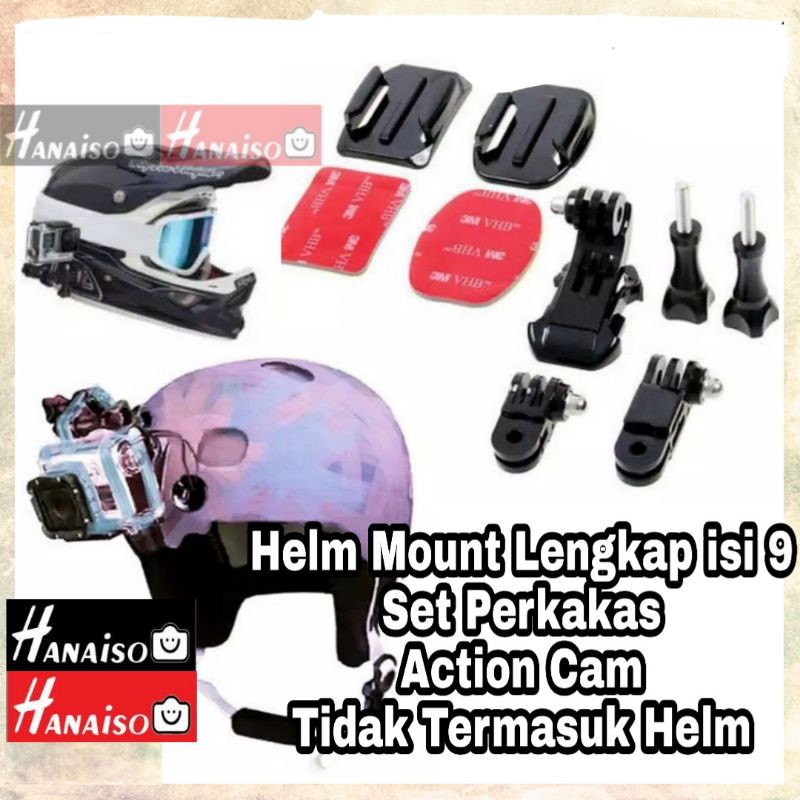 Medan Termurah Paket Chin Strap Helmet Mount Set Mounting Chest Strap Helm Mount HP GoPro Osmo Action Cam