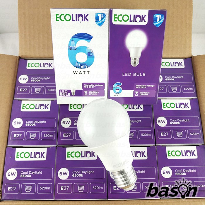 ECOLINK Bohlam Lampu LED E27 - 6W / 8W / 10W / 12W - Cahaya Putih 6500K