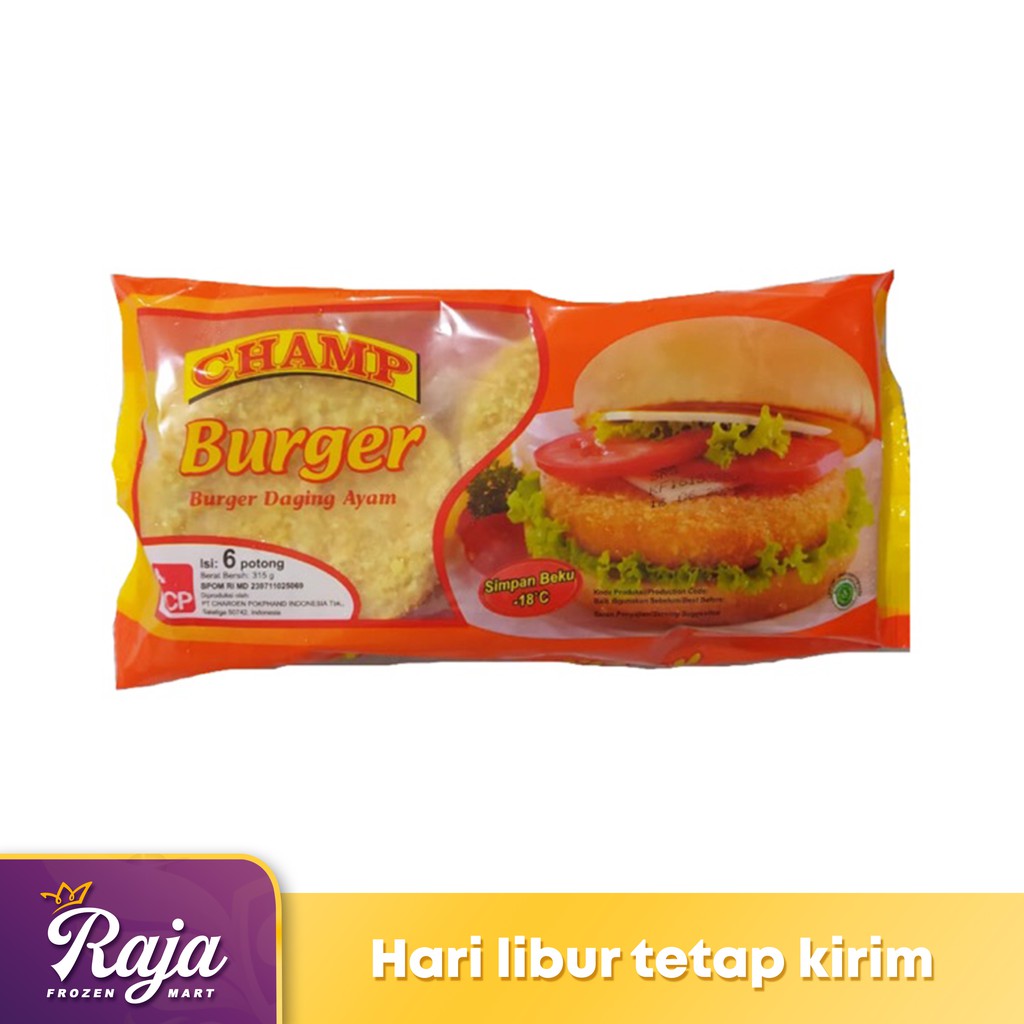 

Champ Burger Isi 6 315gr / Makanan Beku / Frozen Food / Burger Ayam / Daging Burger / Patties