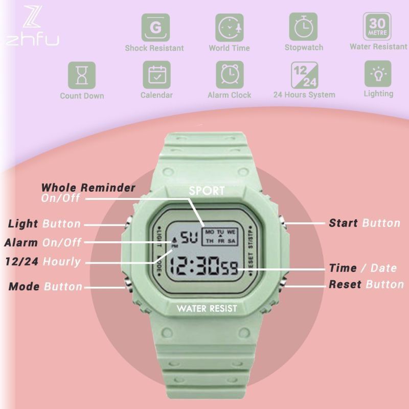 JAM TANGAN SPORT WANITA SPORT DIGITAL WATER PROFF