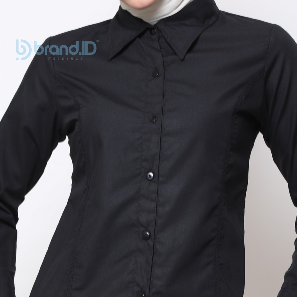 KEMEJA WANITA HITAM DAN WARNA POLOS TANGAN PANJANG KATUN / BAJU KANTOR FORMAL KERJA CEWEK JUMBO