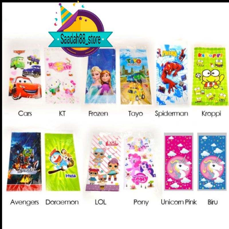 

Plastik Ulangtahun / Plastik Snack / Plastik Bingkisan Ulangtahun Karakter Anak Anak