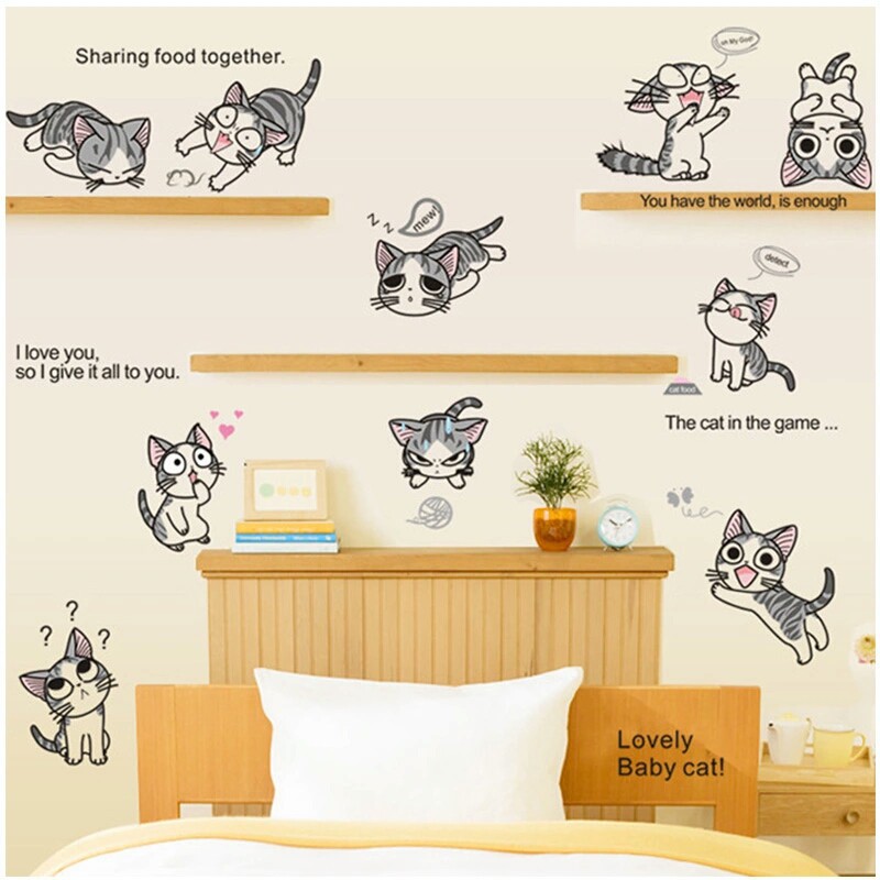 KC Baby - Dekorasi Dinding / Wallpaper Dinding / Stiker Model KUCING BABY CAT KITTEN HITAM ANAK