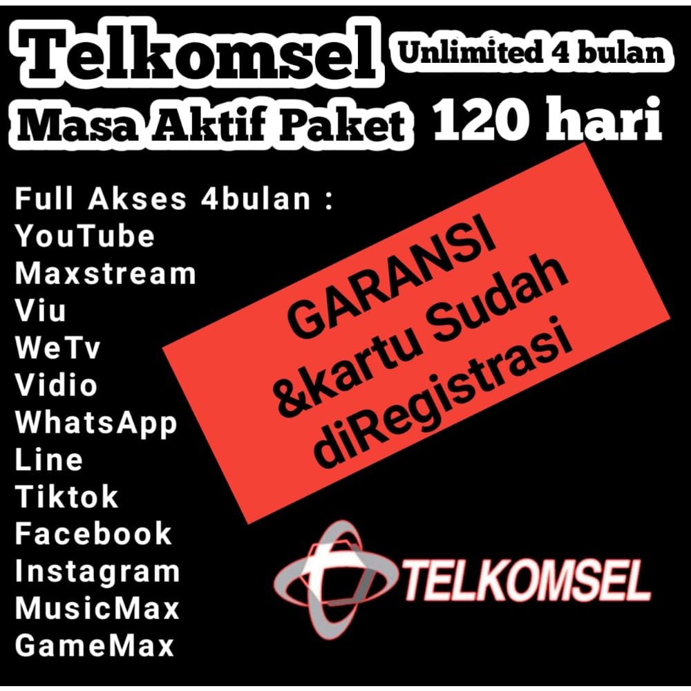 Perdana Ekstra Unlimited Telkomsel All Tkp - 3000 GB