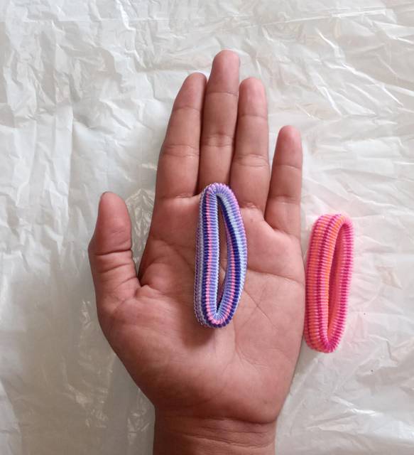 [1 PCS] Ikat Rambut Garis Murah / Kuncir Rambut Biasa Tebal (Eceran)-4