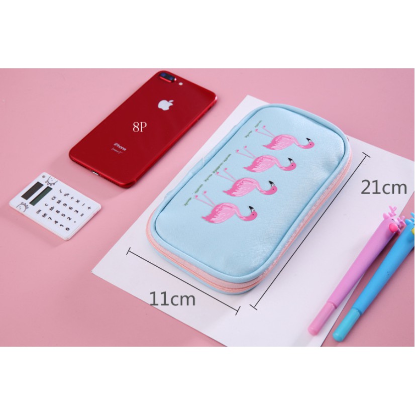 Tempat Pensil Jumbo GEPENG FLAMINGO / Tepak Tempat Alat Tulis Flamingo / Dompet Serbaguna Flamingo