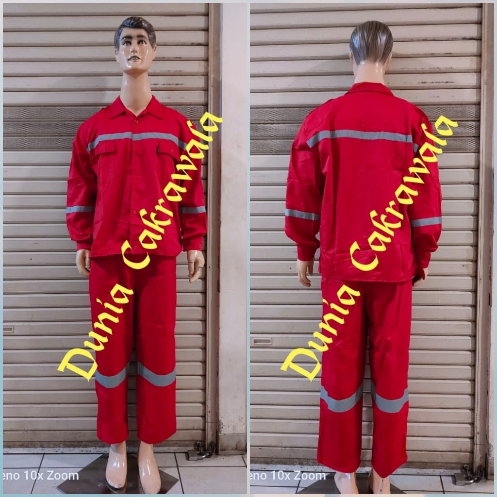 Wearpack Baju Celana Safety / Seragam Setelan Baju Celana Safety / Baju Celana Safety Warna Merah
