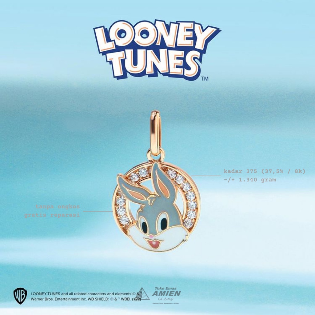 Toko Emas Amien Liontin Emas Asli Lotus Kadar 375 (37,5% / 8K) 1.340 Gram - Looney Tunes Kelinci Bug