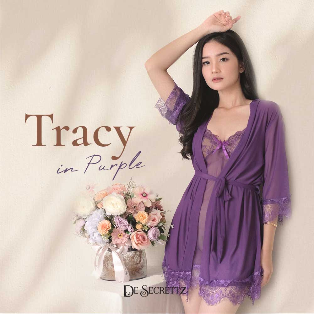 DeSecrettz TRACY Baju Tidur Wanita Dewasa, Lingerie Kimono Sexy Dress, Include Kimono &amp; G String