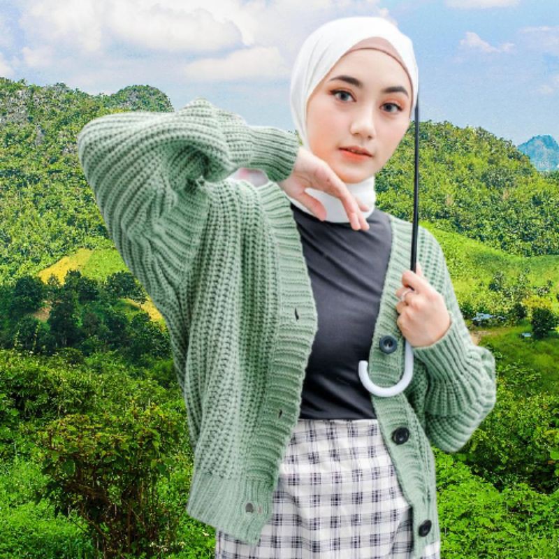 kardigan elena kancing baju rajut wanita pakaian wanita midikardi premium