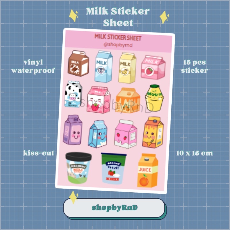 

Milk Sticker Sheet/Deco Sticker/Stiker Dekoratif/Stiker Jurnal/Stiker Aesthetic