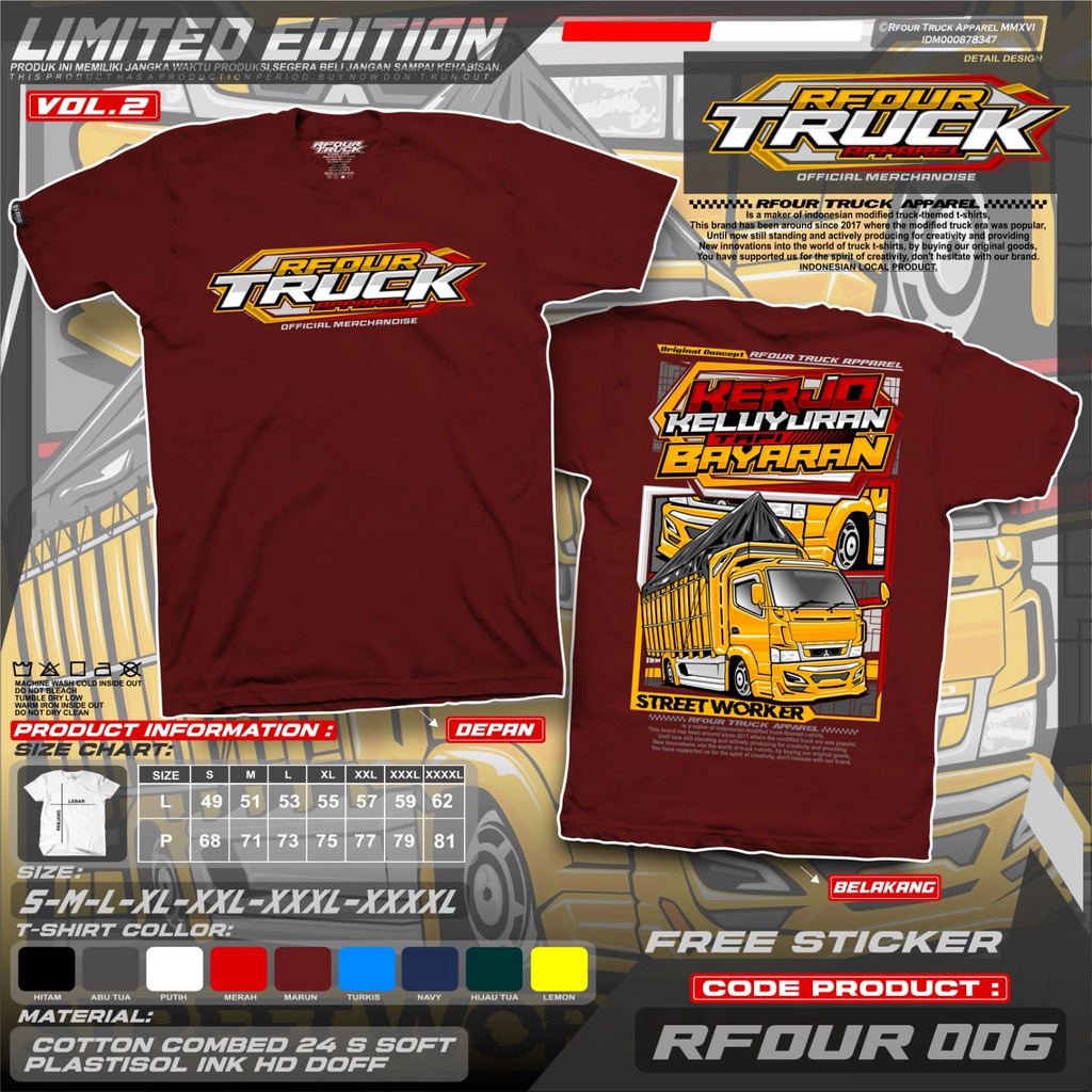 KAOS TRUCK PREMIUM KATA KATA KERJO KELUYURAN BAYARAN ORIGINAL RFOUR TRUCK APPARELL PREMIUM DISTRO LENGAN PENDEK TERBARU