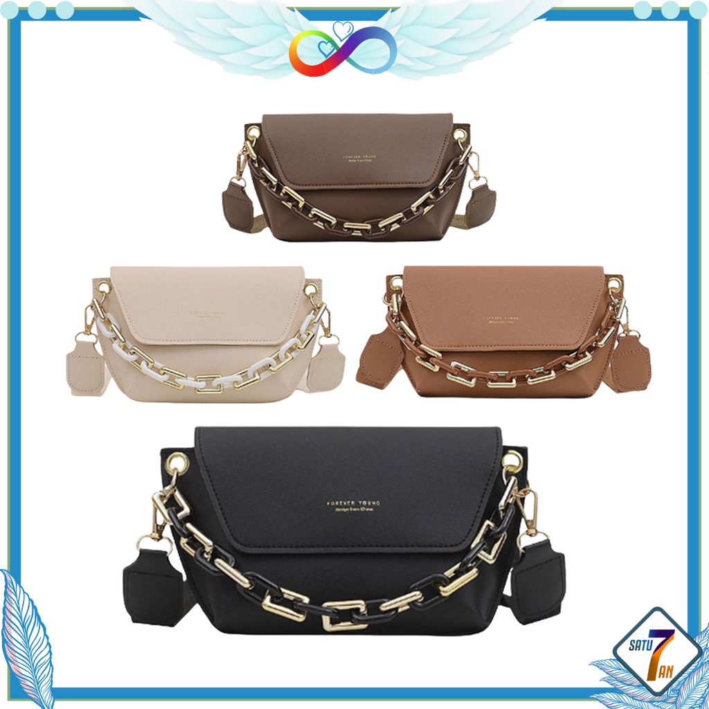 Satu7an T210 Tas Selempang Wanita Fashion Style Korea Tas Wanita Sling Bag Rantai Kain PU