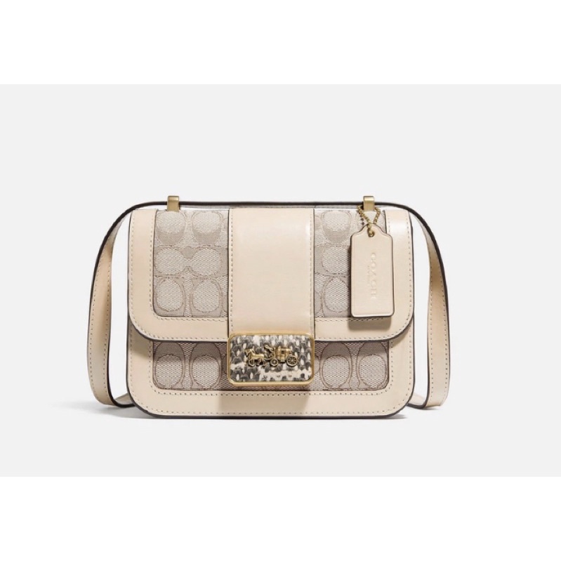 Coach Alie Shoulder Bag In Signature Jacquard With Snake Skin (C3760)