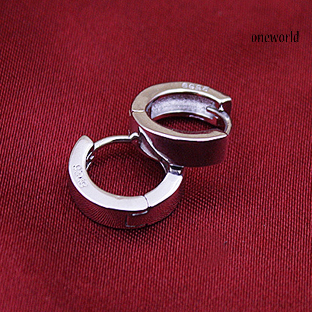 OW@ Earrings Round Hoop Design Simple Silver Plated Jewelry Gift Huggie Earrings for Daily Life