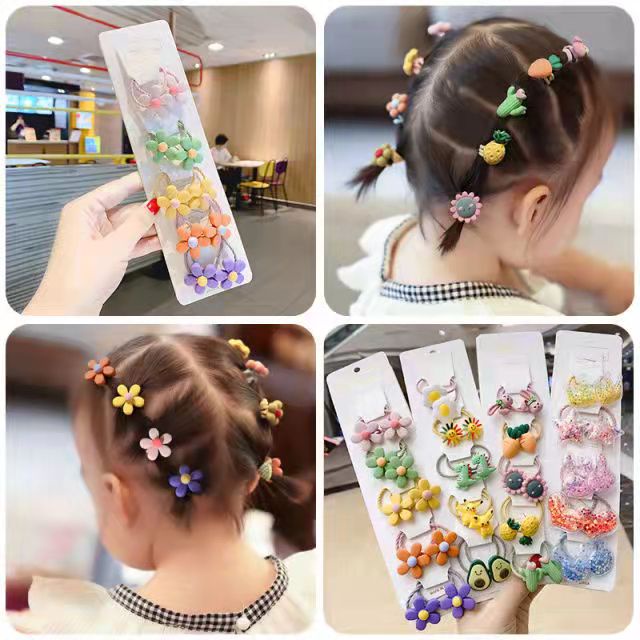 Ikat Rambut Korea Aksen Bunga DIY Fashion Untuk Wanita / Ikat Karet Rambut Bunga Gaya Korea Wanita 1 pack 10pcs