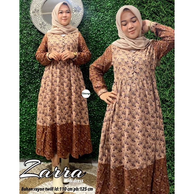 ZARRA MIDI DRESS RAYON TWILL MOTIF BUNGA