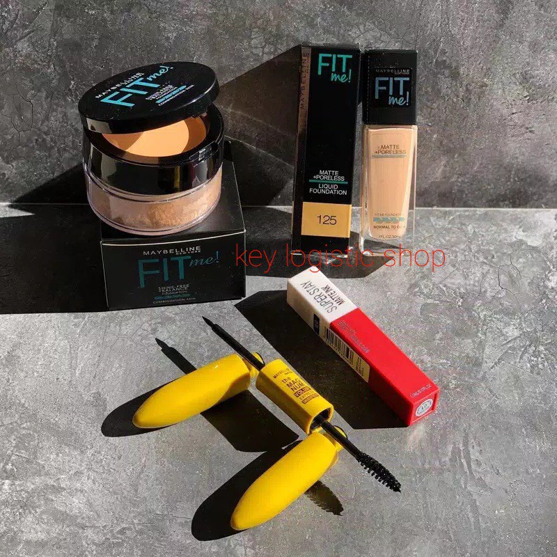 Paket Make Up Kosmetik Bedak - Lipcream - Foundation - Masakara 2in1 Maybelline