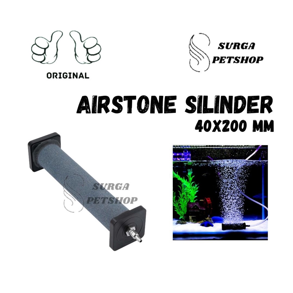 AIRSTONE SILINDER ukuran 4X 20 CM 40 X 200 mm Batu Aerator buble air stone aerasi gelembung udara hi