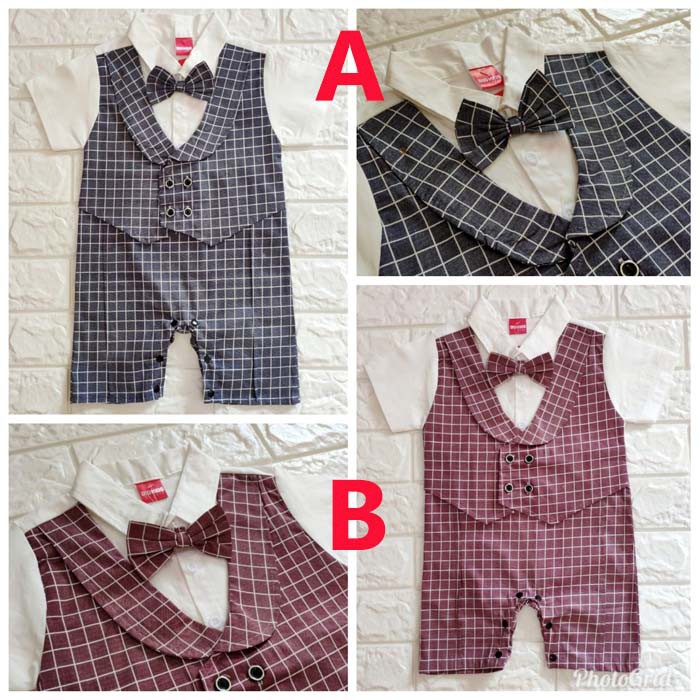 Baju Bayi Laki Laki Romper Rompi Tuxedo Bayi Caleb