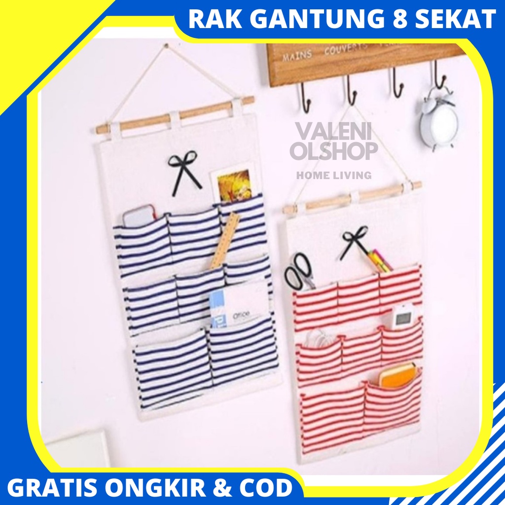 Tas gantung 6 sekat bahan tebal serbaguna Pouch gantung serbaguna Kotak penyimpanan Wadah kosmetik