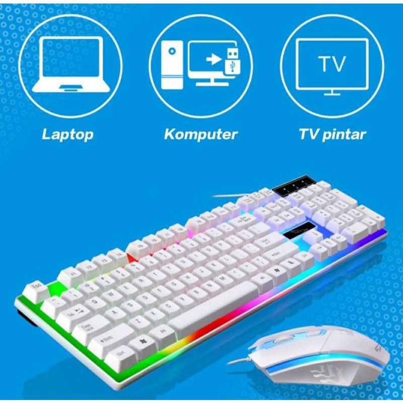 PAKET KEYBOARD DAN MOUSE GAMING DILENGKAPI LAMPU RGB KEREN