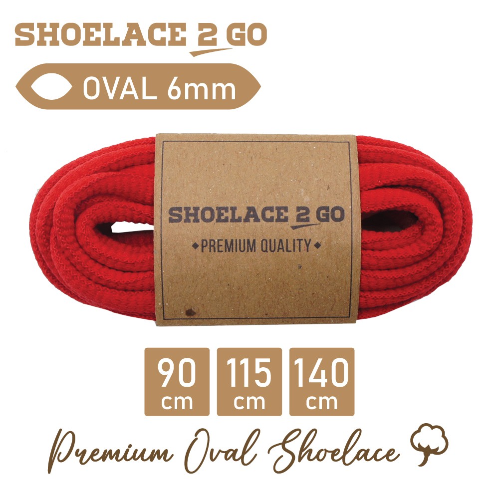 SHOELACE 2 GO PREMIUM TALI SEPATU LONJONG OVAL - SO6 - F1 - RED - 6MM