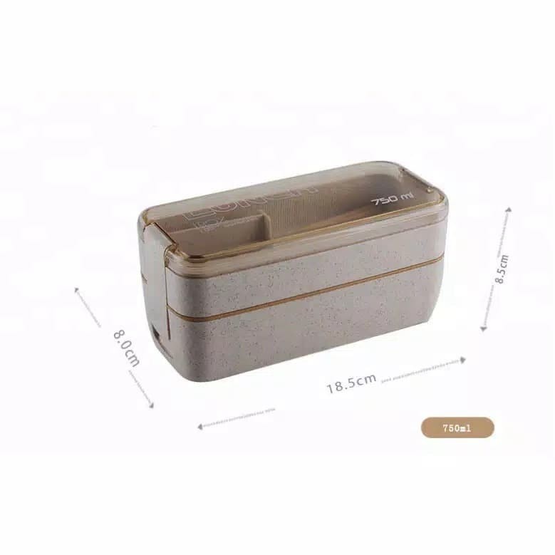 KOTAK MAKAN LUNCH BOX DOUBLE LAYER WHEAT STRAW 750ml SEHAT DAN RAMAH LINGKUNGAN