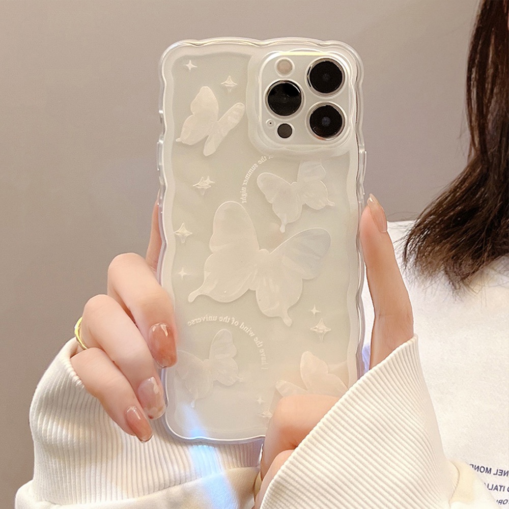 Soft Case Pelindung Lensa Kamera Shockproof Motif Butterfly &amp; Cloud Untuk iPhone 13 Pro Max 11 12 Pro X XS Max 7 8 Plus SE 2020
