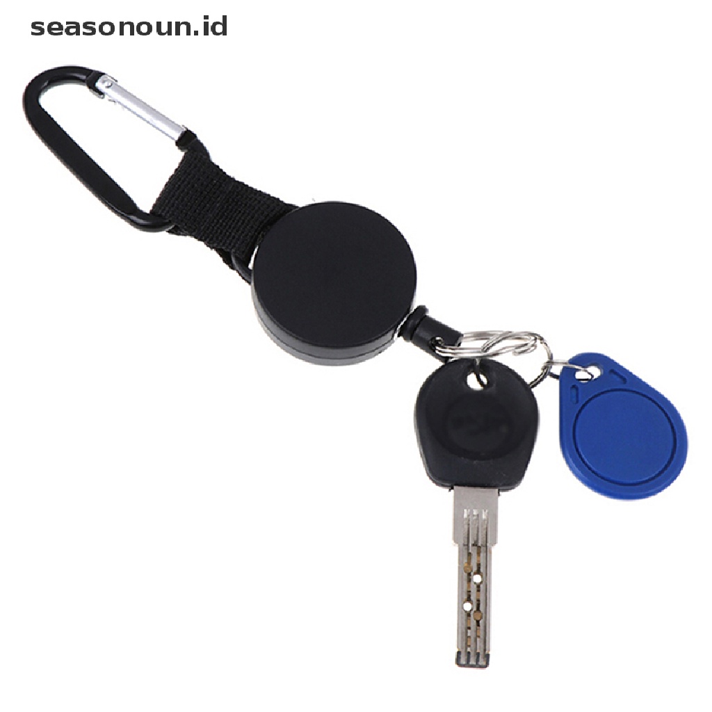 (seasonoun) Gantungan Kunci Retractable Dengan Klip Carabiner