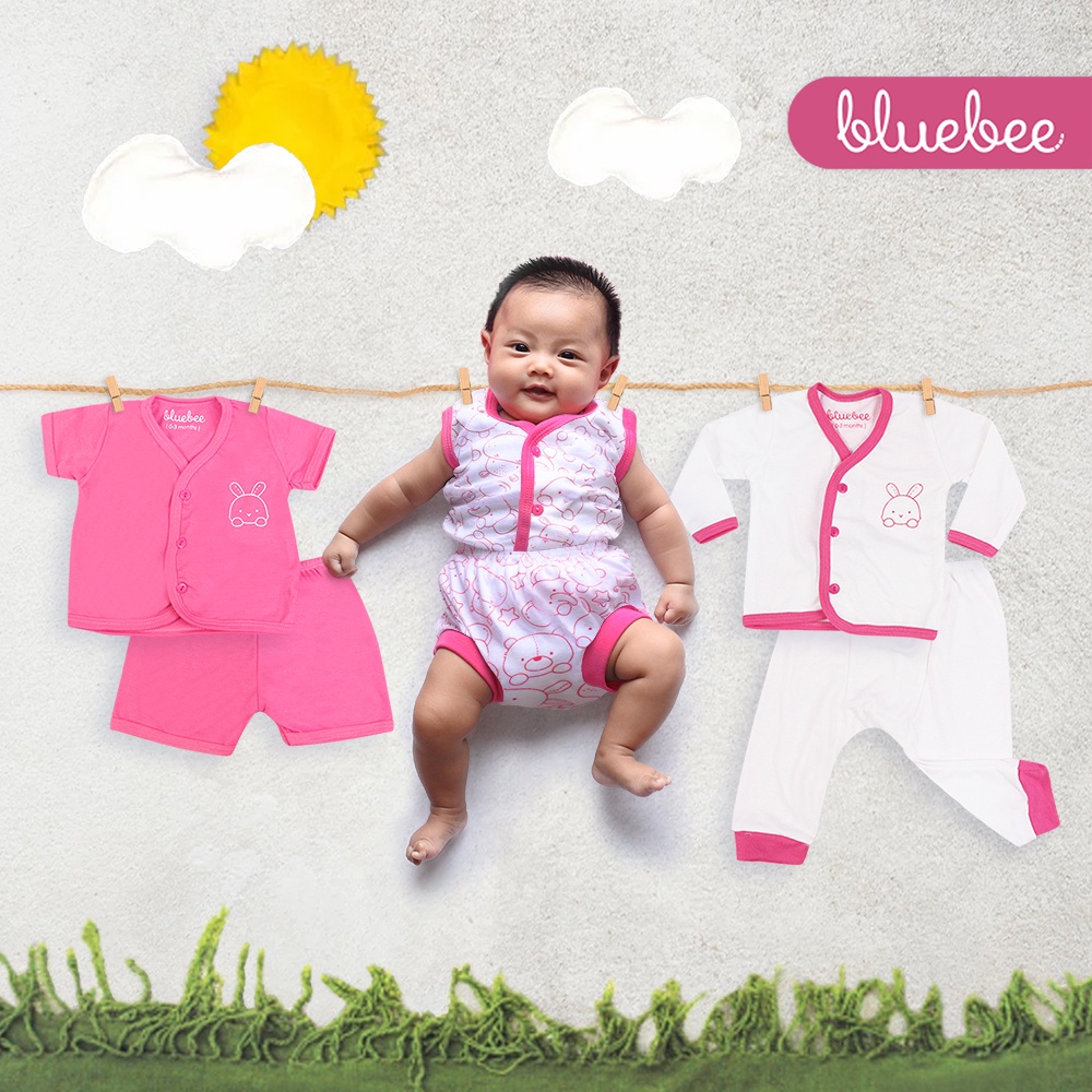 Blue Bee Baju Bayi New Born Set / Setelan Baju Bayi Singlet / Setelan Anak/ Polos  22002