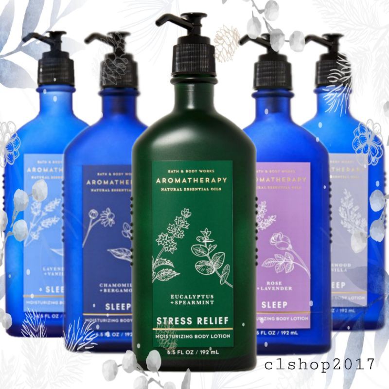 BATH &amp; BODY WORKS BBW AROMATHERAPY BODY LOTION 192 ML &amp; CREAM 226 G STRESS RELIEF EUCALYPTUS SPEARMINT EUCALYPTUS TEA RELAX FOCUS SLEEP LAVENDER VANILLA ZEN GARDEN BALANCE AIR FIRE WATER LOVE JASMINE SANDALWOOD RESTFUL MOON AWAKENING SUN MIX